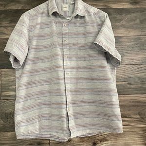 Rowm- short sleeve multi directional button down shirt.